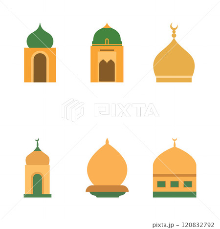 Islamic Symbol Elements Set of Golden Muslim Mosque Dome in Ramadan 120832792