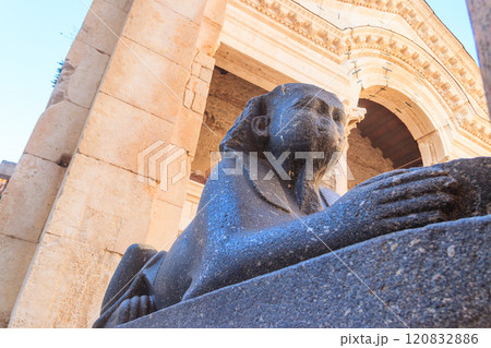 Statue of sphinx at the Peristyle square of the ancient Diocletian's Palace in the old town area of Split, Croatia Statue of sphinx at the Peristyle square of the ancient Diocletian's Palace in the old town area of Split, Croatia 120832886