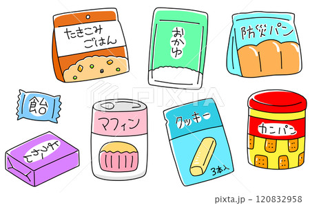 ゆるめシンプル防災食品セット　ベタ塗り 120832958