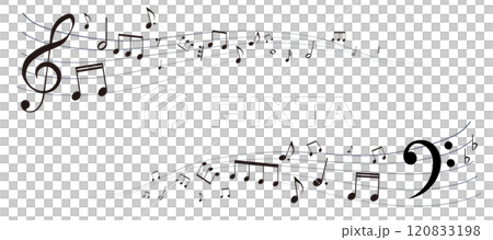 具有透視感的樂譜框架插圖 五線譜 背景插圖 音符、休止符和音樂符號的插圖 具有透視感的樂譜框架插圖 五線譜 背景插圖 音符、休止符和音樂符號的插圖 120833198
