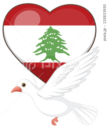 Heart and Dove with Lebanese Flag Heart and Dove with Lebanese Flag 120833930