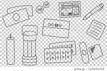 寬鬆簡單防災用品套裝2線描 120834104