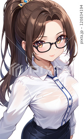 眼鏡をかけた女性のイラスト素材 [120834194] - PIXTA