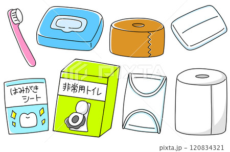 ゆるめシンプル防災品セット4　ベタ塗り 120834321