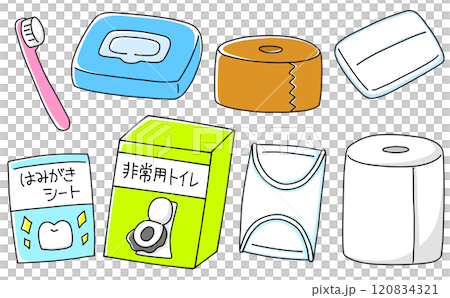 ゆるめシンプル防災品セット4　ベタ塗り 120834321
