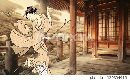 洗濯ものを干す女性 洗濯ものを干す女性 120834416