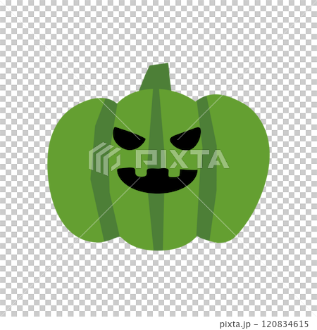Green pumpkin jack o'lantern cartoon 120834615