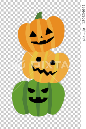 堆疊的南瓜燈的卡通插圖 120834641