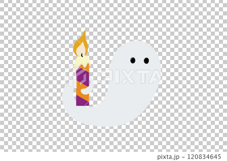 Illustration material of a ghost holding a candle Illustration material of a ghost holding a candle 120834645