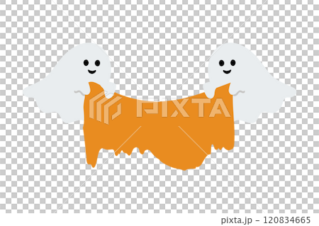 Illustration material of a ghost holding a cloth Illustration material of a ghost holding a cloth 120834665