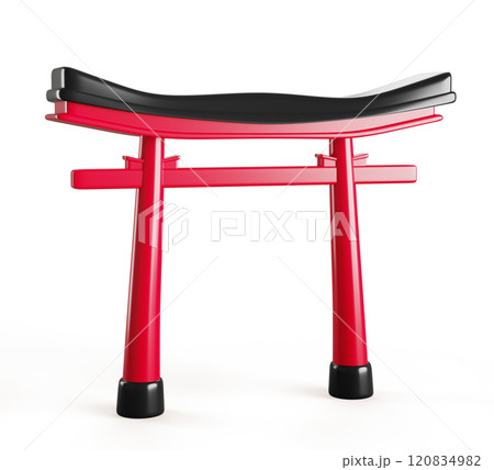 Torii red japanese gate isolated 3d render icon. Traditional entrance in shinto shrine or buddhist temple. Japan arch frame of pillars crossbars. Realistic landmark asian architecture. 3D illustration 120834982