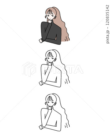 考えるポーズの女性の上半身 120835142