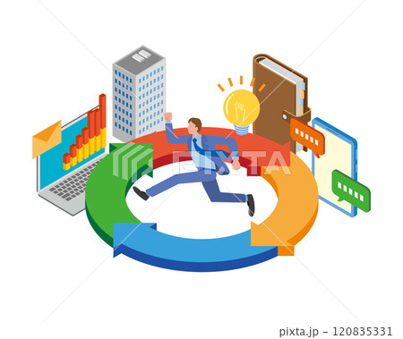 トライアンドエラーで進むビジネスマン 120835331