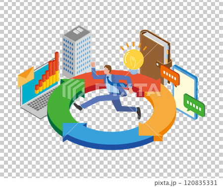 トライアンドエラーで進むビジネスマン 120835331