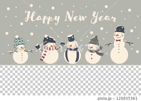 Cute snowman New Year's card (winter greetings) 120835361