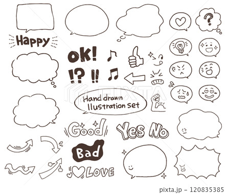 手描き風フキダシイラストセット 120835385