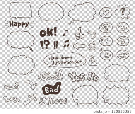 手描き風フキダシイラストセット 120835385