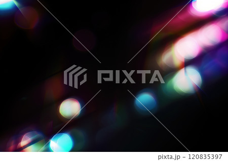 Abstract Colorful Bokeh Lights with Dark Background for Festive Design 120835397