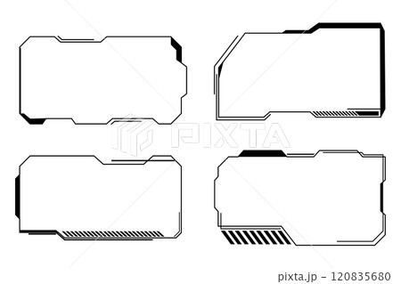 Futuristic HUD frames, borders text box game menu ui panel. Line tech line bar. Screen elements Sci Fi for Gaming UX UI 120835680