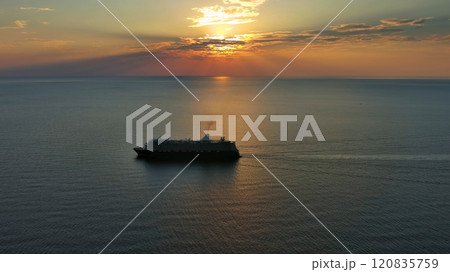 Cruise ship during sunset 120835759