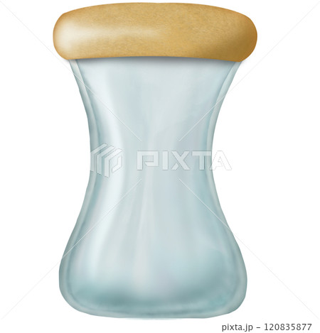 Set of empty Glass Jars. containers with wooden bottle caps. Hand drawn clip art.  120835877