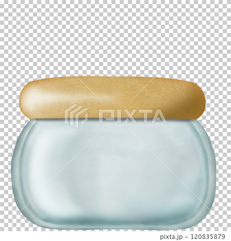 Set of empty Glass Jars. containers with wooden bottle caps. Hand drawn clip art.  120835879