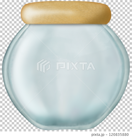 Set of empty Glass Jars. containers with wooden bottle caps. Hand drawn clip art.  120835880