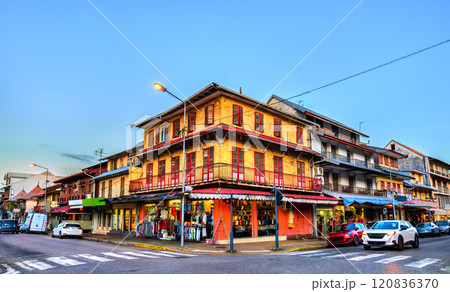 Traditional architecture of the old town of Cayenne, the capital of French Guiana in South America 120836370