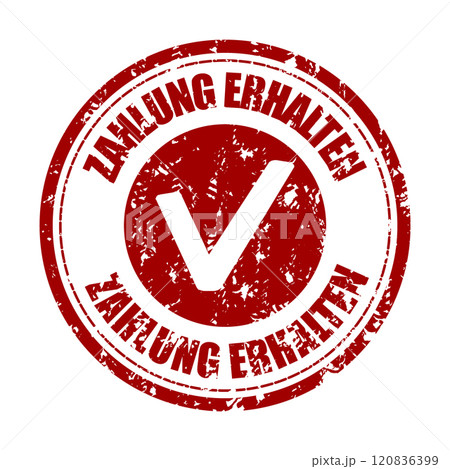 Zahlung erhalten rubber stamp for german bank and financial operation 120836399