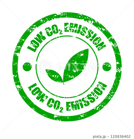 Low emission stamp rubber stamp, zero and sustainability Low emission stamp rubber stamp, zero and sustainability 120836402