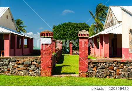 Houses on Saint Joseph Island, Salvation Islands, French Guiana, South America Houses on Saint Joseph Island, Salvation Islands, French Guiana, South America 120836429