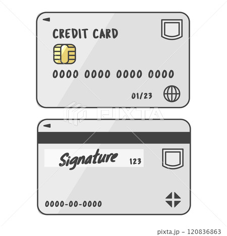 現在主流のデザインのクレジットカード(一般的なカード、ホワイト)お得な表裏セット、署名つき 現在主流のデザインのクレジットカード(一般的なカード、ホワイト)お得な表裏セット、署名つき 120836863