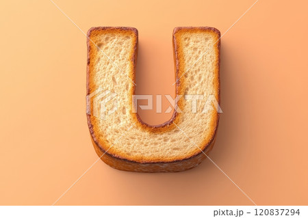 The letter U is made out of a piece of bread 120837294