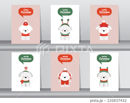 Set of Merry christmas background with cute animal and winter clothes,puppy,dog,Vector illustrations. Set of Merry christmas background with cute animal and winter clothes,puppy,dog,Vector illustrations. 120837432
