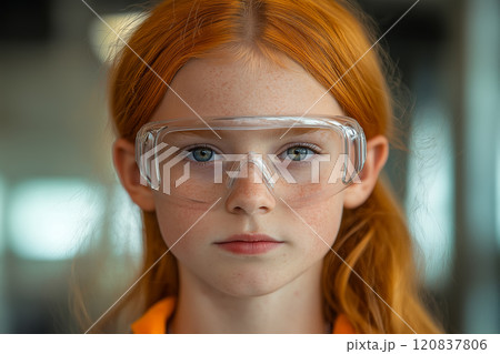 Portrait of a confident kid at library. 120837806