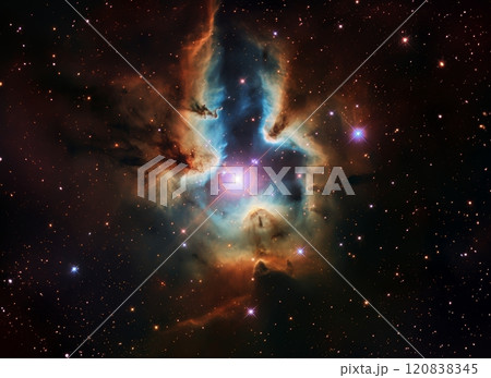 宇宙空間の中に広がる星雲 120838345