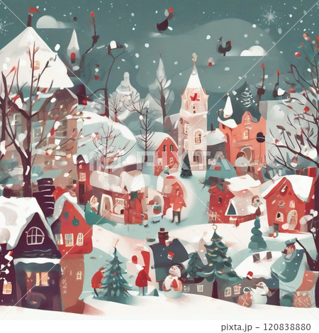 雪が降る冬の家 120838880
