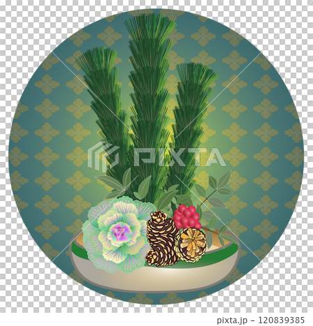 新年花卉圓形背景插圖 120839385