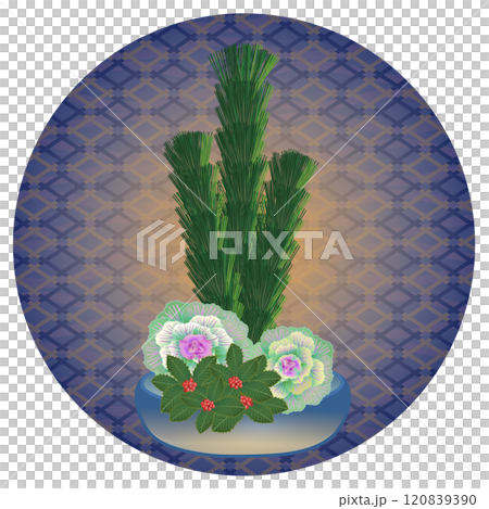 正月花円形背景付きのイラスト 120839390