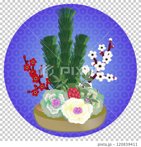 新年花卉圓形背景插圖 新年花卉圓形背景插圖 120839411