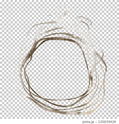 Watercolor illustration of rustic wreath. A hand-drawn elegant garland with grapevine and ivy on an isolated background for wedding invitations or seasonal logos. Vintage frame with natural elements. 120839426