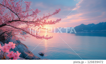 幻想的な満開の桜 120839472