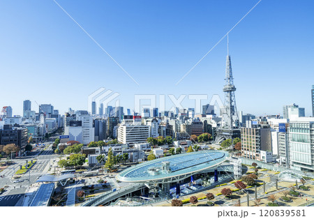 愛知県名古屋市　快晴の名古屋の街並み　名古屋テレビ塔とオアシス21 120839581