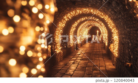 Sparkling Christmas lights tunnel 120840043