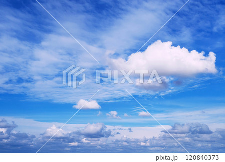 background with blue sky with white clouds. Panorama of sky 120840373