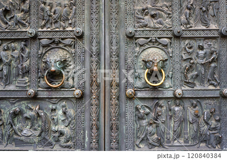 Metal Doors of Ancient Bremen Cathedral St.Petri-Dom, Germany. Metal Doors of Ancient Bremen Cathedral St.Petri-Dom, Germany. 120840384