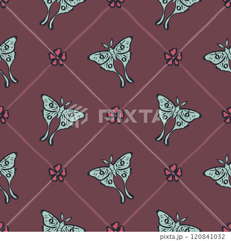 Seamless pattern with hand drawn red rose flowers inside trellis 120841032