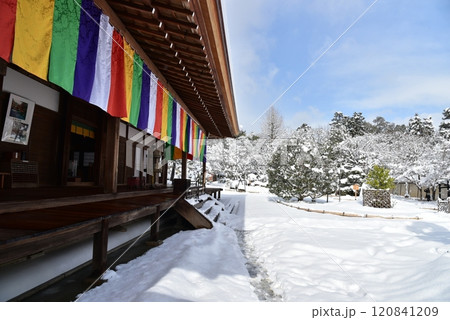 雪の積もった二尊院の本堂 雪の積もった二尊院の本堂 120841209