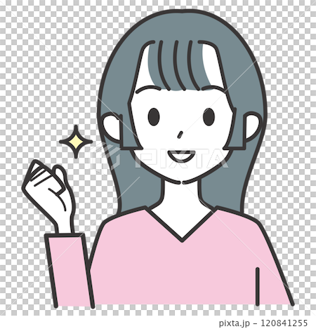 長髮女子握拳頭 120841255