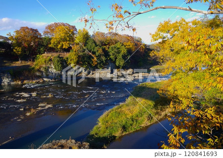 埼玉県寄居町にある雀宮公園と荒川の秋の風景 埼玉県寄居町にある雀宮公園と荒川の秋の風景 120841693